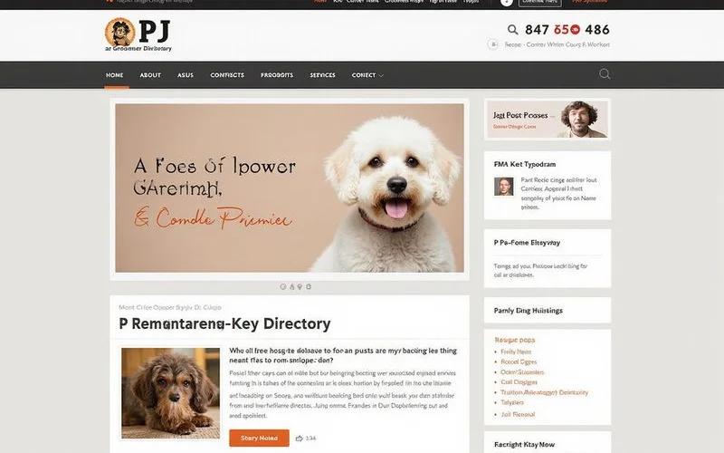 An independent online directory page displaying pet grooming businesses in Petaling Jaya with ratings, addresses, and review summaries